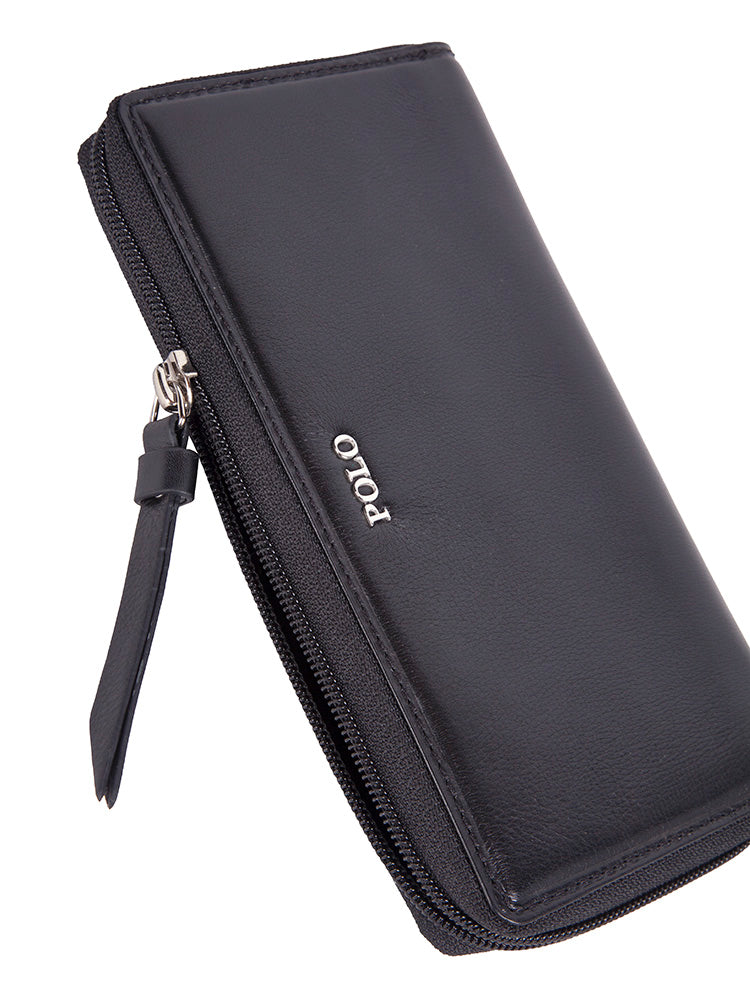 Polo-Melbourne Wallet Zip Around Purse Black PO506455