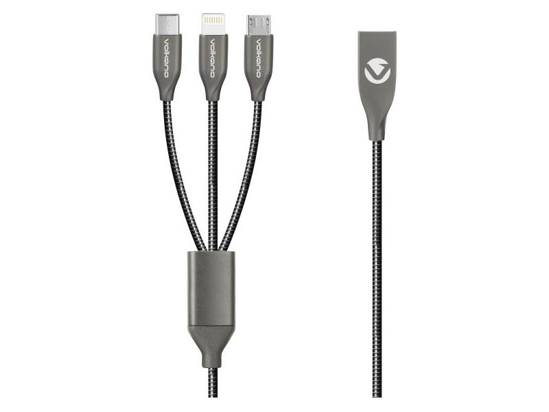 VOLKANO-IRON 3IN1 CABLE 1m VK-20096-BK